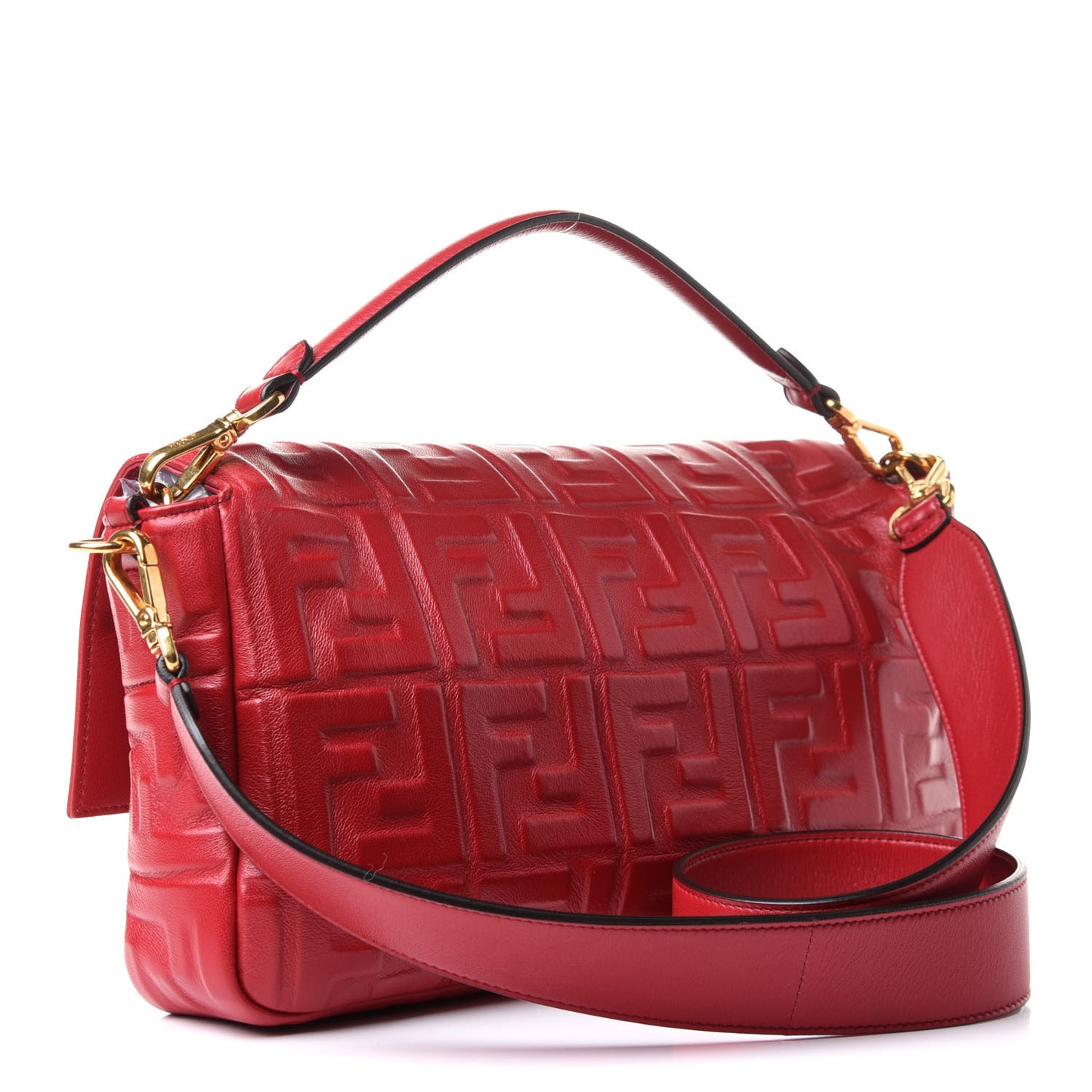 Nappa FF 1974 Embossed Large Baguette Fragola