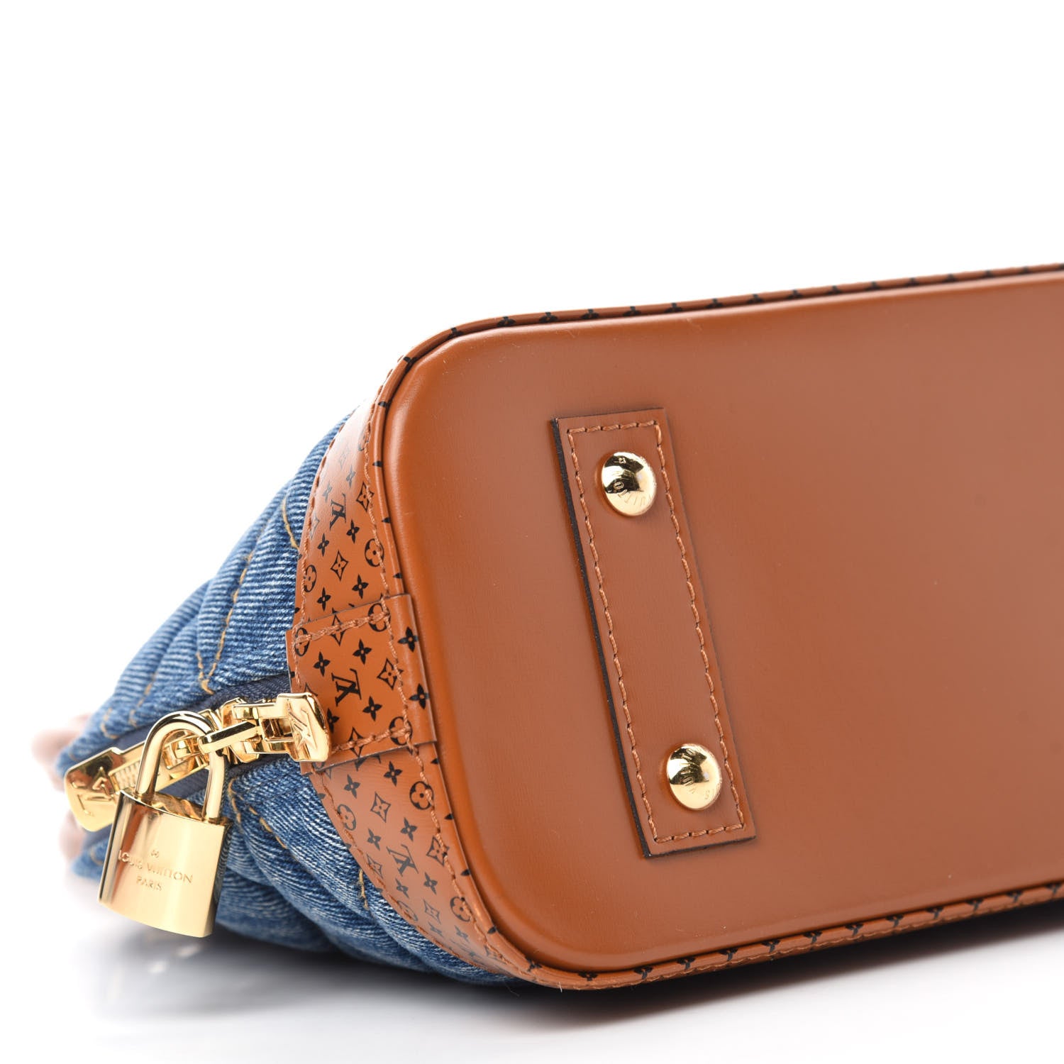 Louis Vuitton Denim Calfskin Reverse Monogram Malletage Alma BB Blue 6 of 10