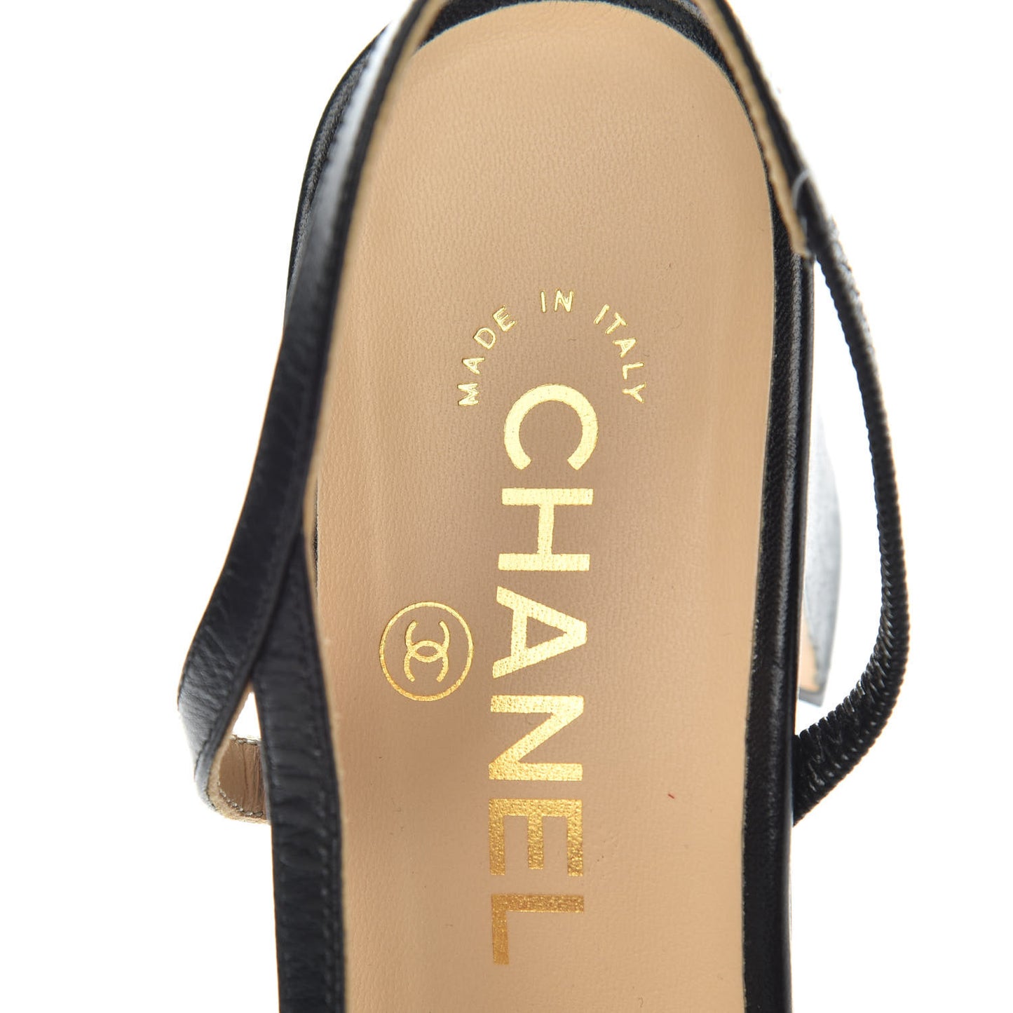 Goatskin Grosgrain Cap Toe CC Slingback Sandals 39 Black