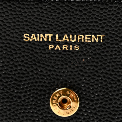 Saint Laurent Grain De Poudre Matelasse Chevron Monogram Card Case Black 6 of 7
