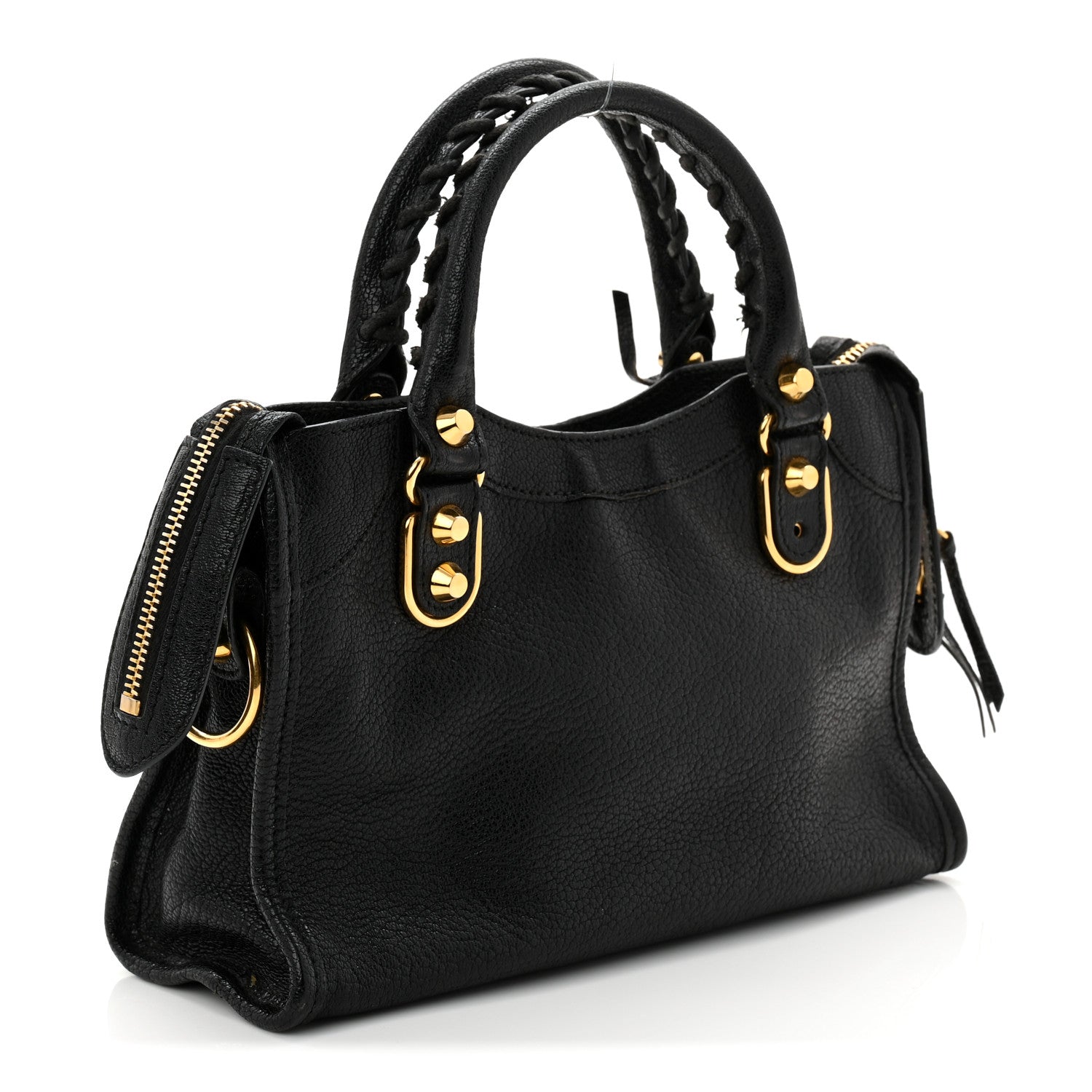 Balenciaga Chevre Gold Metallic Edge Hardware Mini City Black