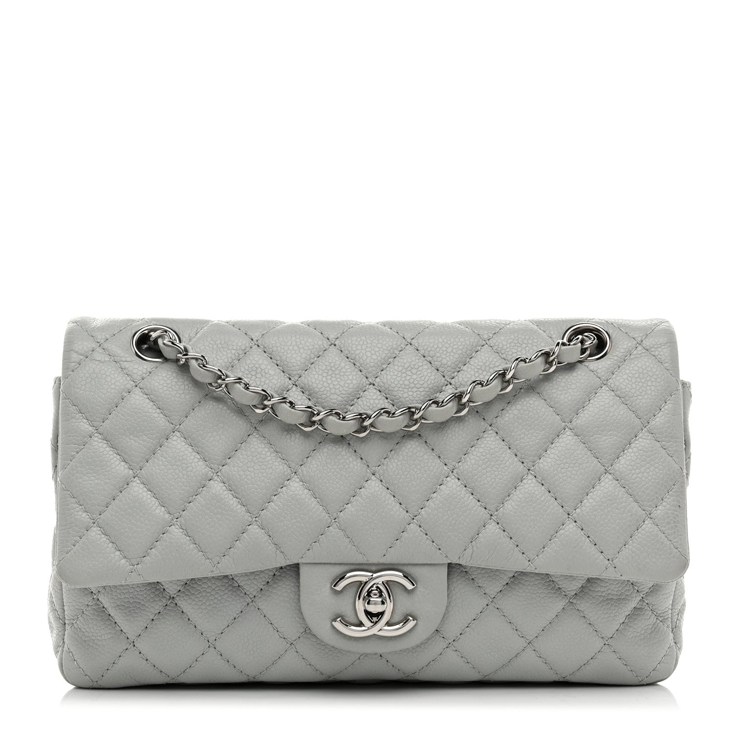 Chanel Washed Caviar Quilted Medium Double Flap Light Blue 1 of 10