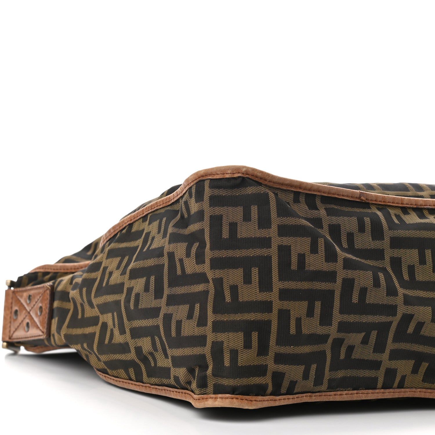 Fendi Zucca Vitello Patchwork Shoulder Flap Bag Tobacco Sabbia 6 of 12
