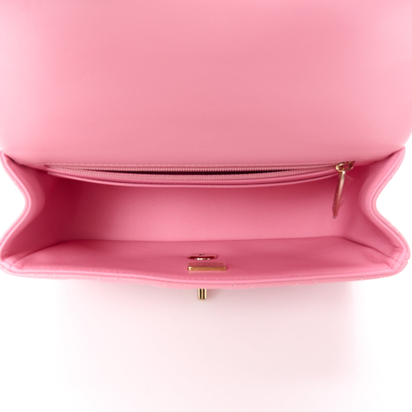 Lambskin Quilted Mini Top Handle Rectangular Flap Pink
