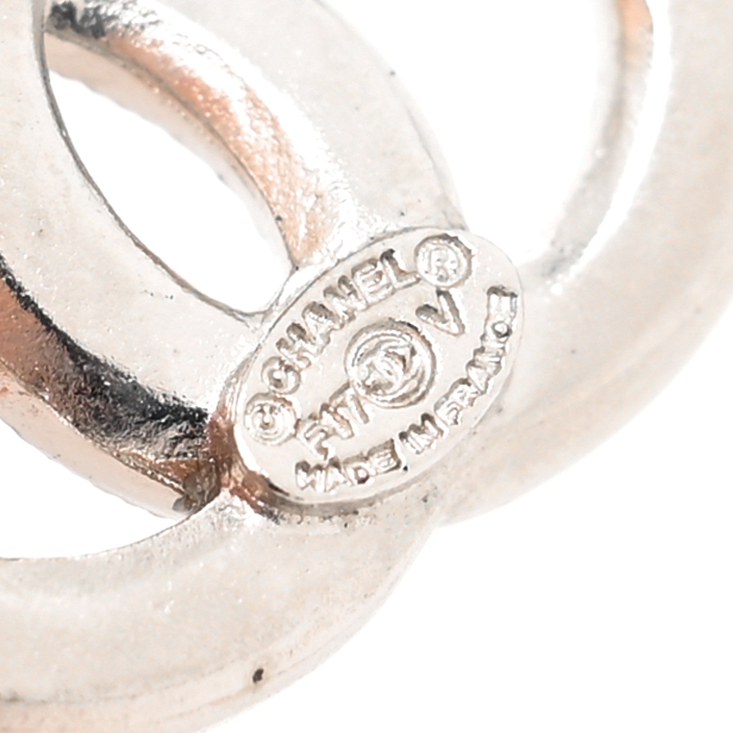 Chanel Baguette Crystal CC Earrings Silver Grey 4 of 4