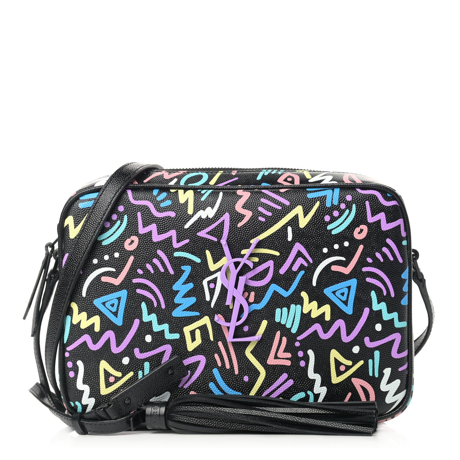 Saint Laurent Grain De Poudre Medium Classic Monogram Multicolor Graphic Print Lou Camera Bag Black 1 of 9