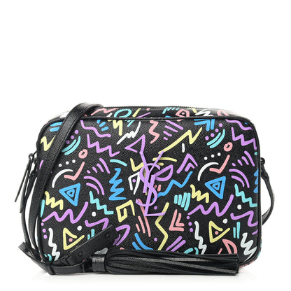 Saint Laurent Grain De Poudre Medium Classic Monogram Multicolor Graphic Print Lou Camera Bag Black 1 of 9