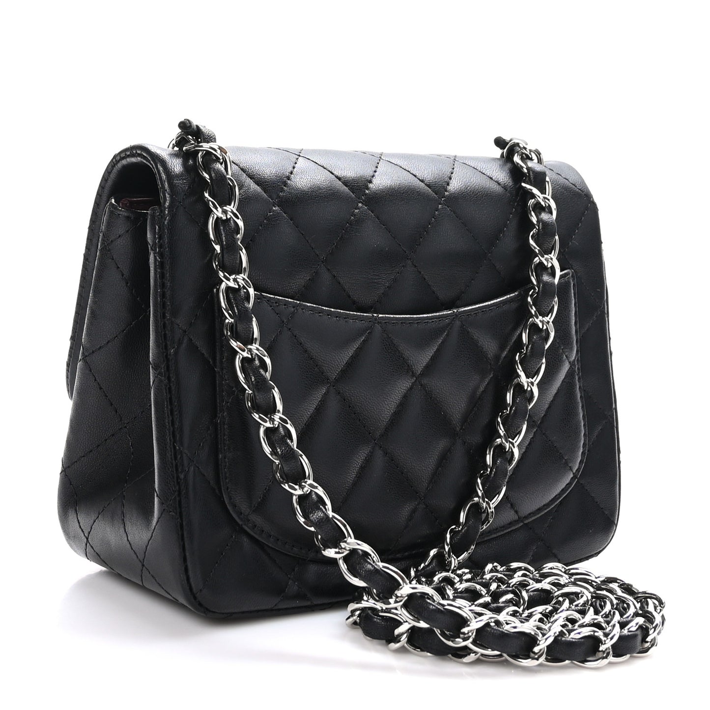 Lambskin Quilted Mini Square Flap Black