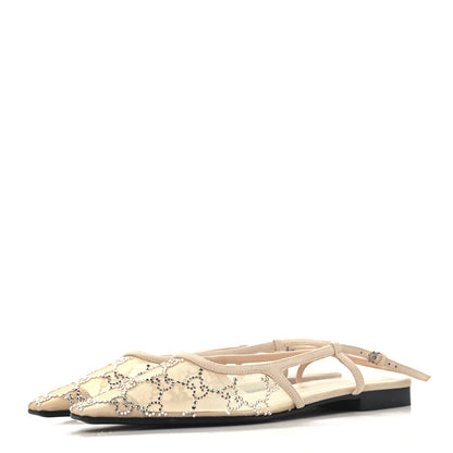 Gucci Suede Mesh Crystal GG Monogram Slingback Ballet Flats 37 Light Powder Skin Rose 4 of 11