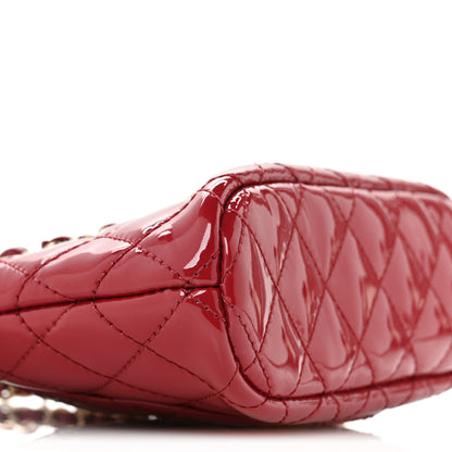 Chanel Patent Calfskin Quilted Shiny Coco Clutch With Chain Red 9 of 12