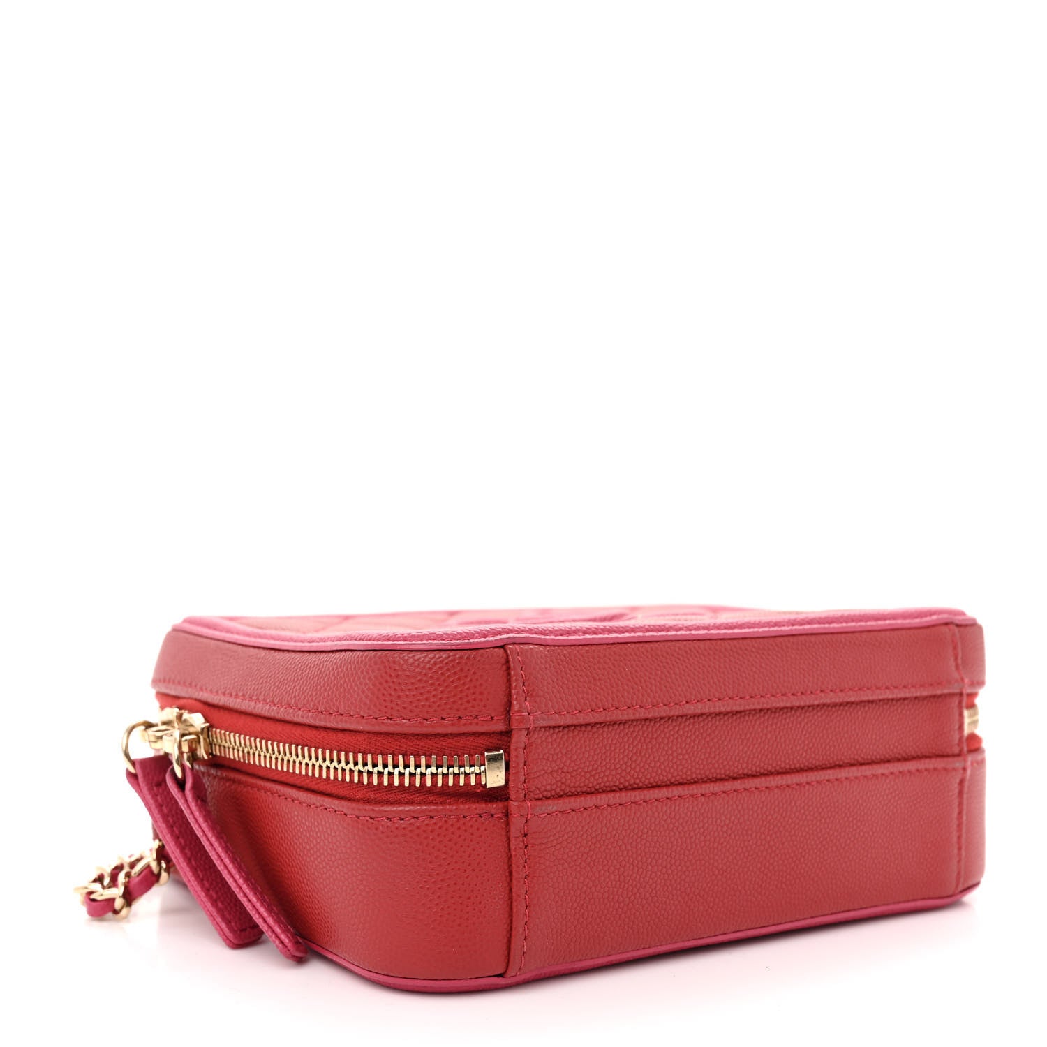 Chanel Caviar Quilted Small CC Filigree Vanity Case Red Dark Pink 4 of 15