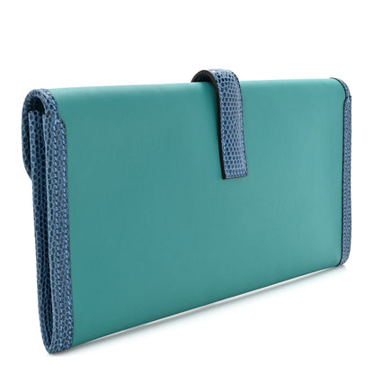 Hermes Swift Lizard Jige Elan Touch 29 Clutch Bleu Paon Mykonos 3 of 7