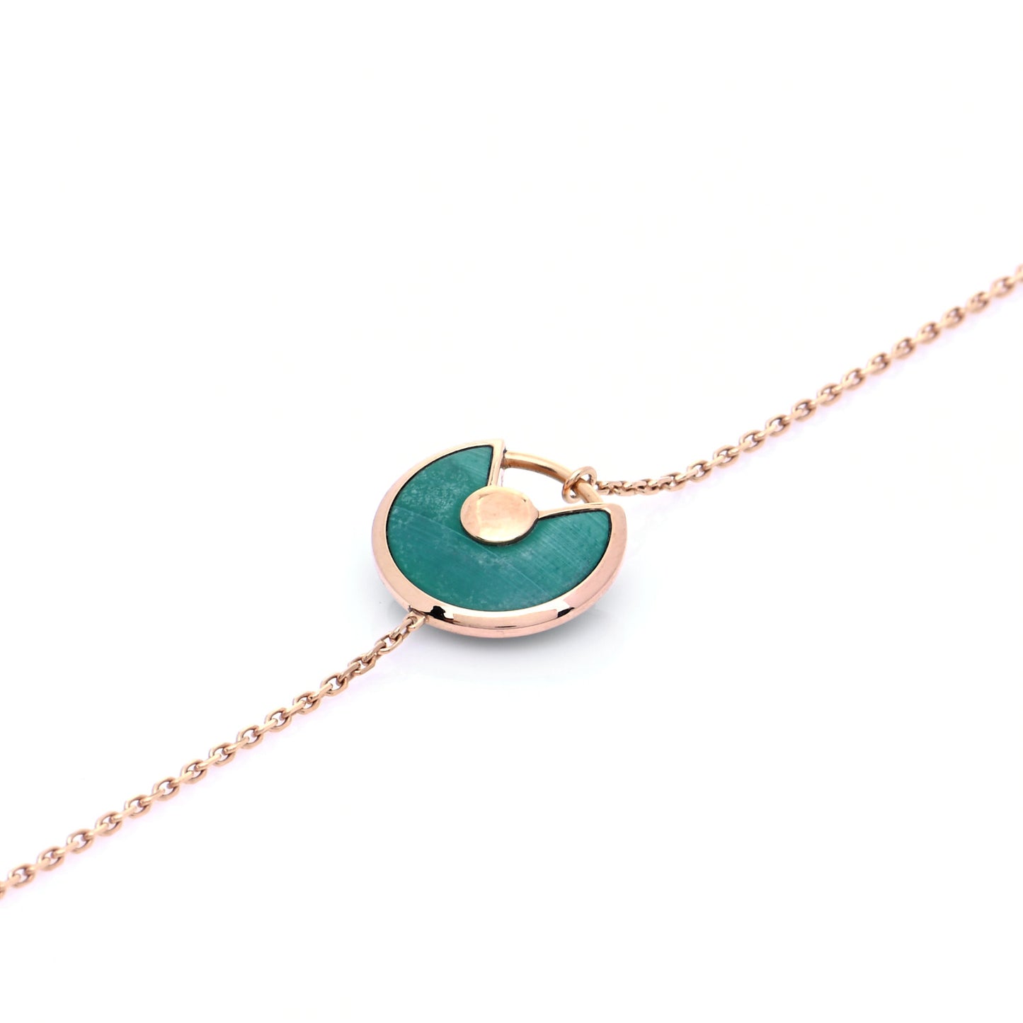 18K Pink Gold Diamond Malachite Amulette de Cartier Bracelet
