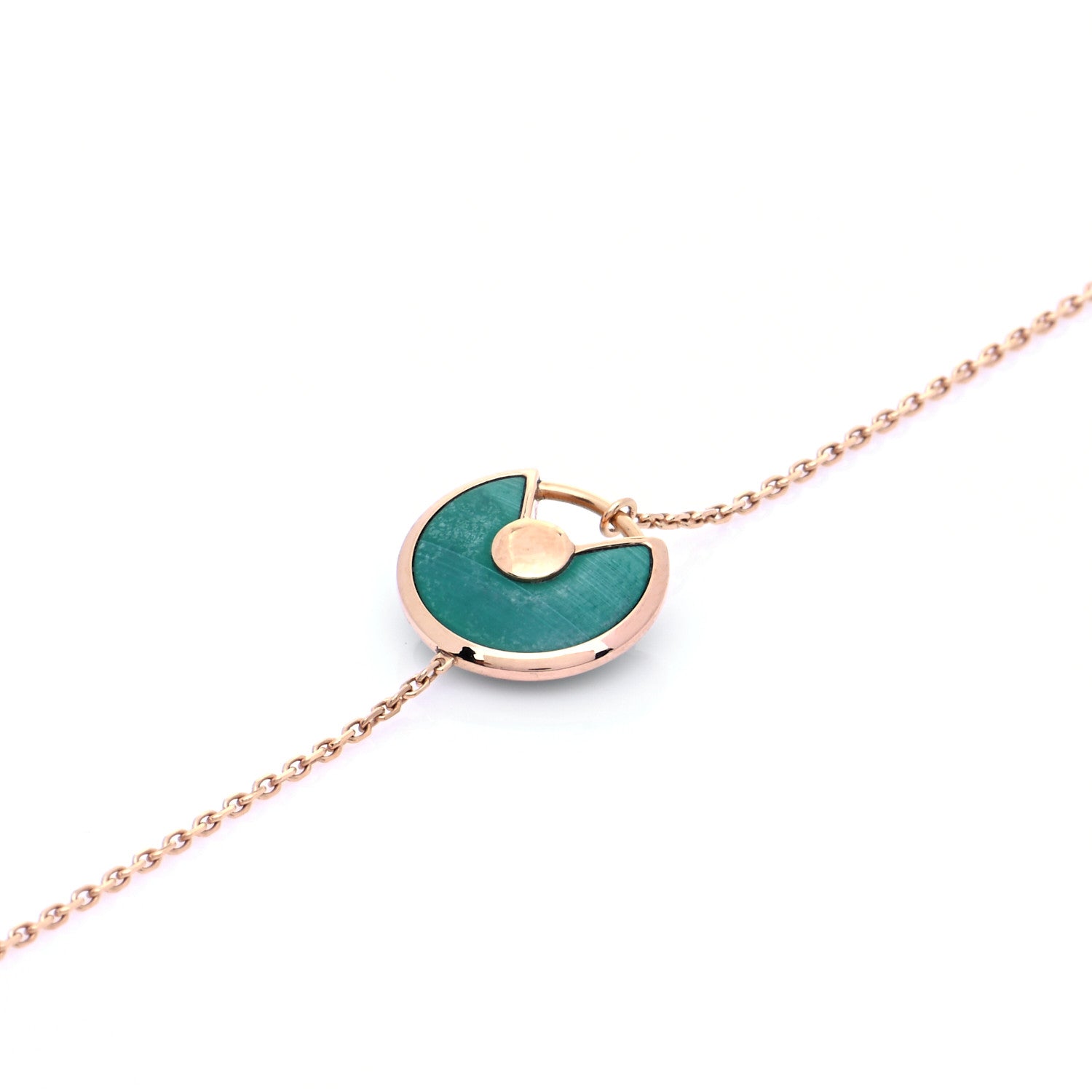 Cartier 18K Pink Gold Diamond Malachite Amulette de Cartier Bracelet 4 of 9
