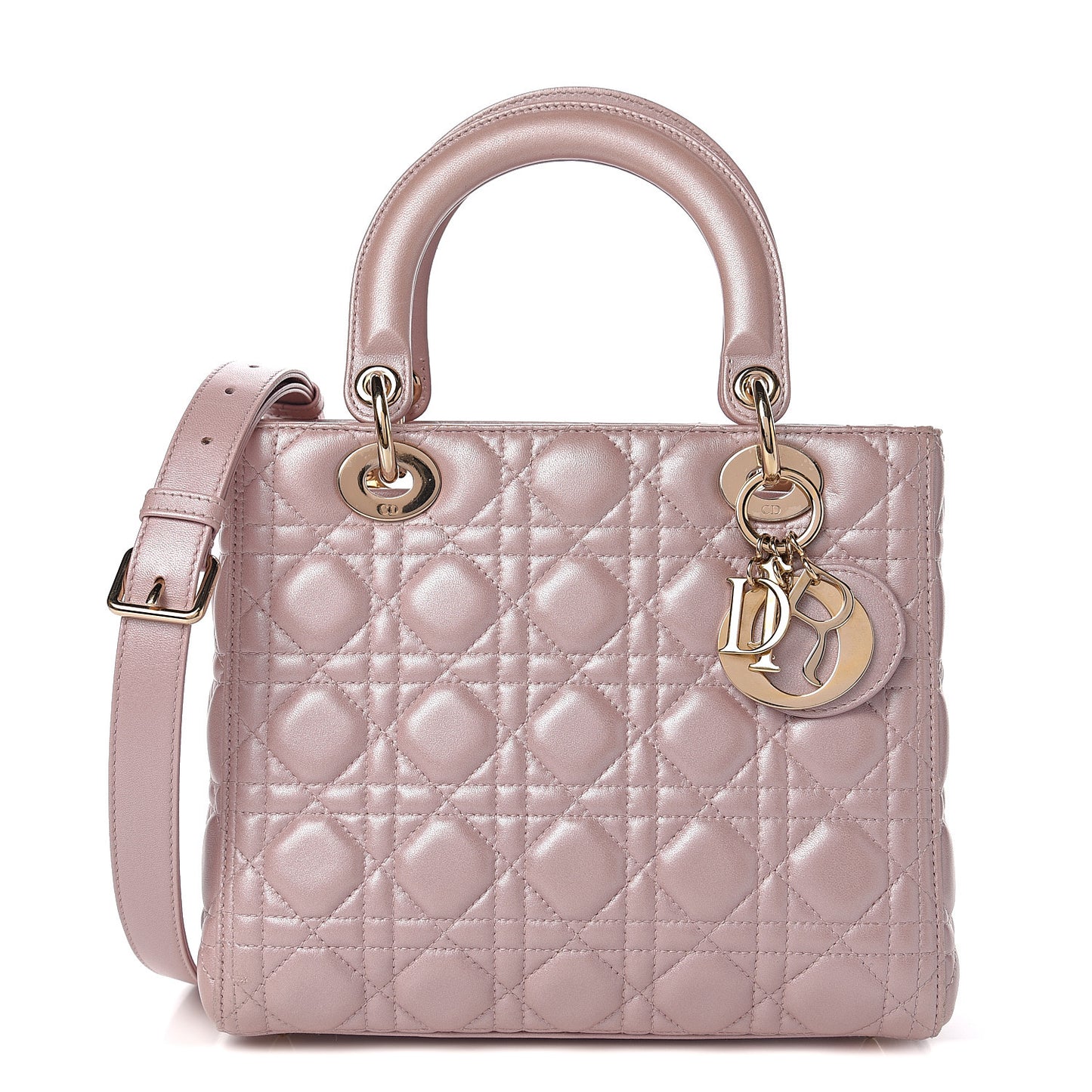 Pearly Lambskin Cannage Medium Lady Dior Lotus