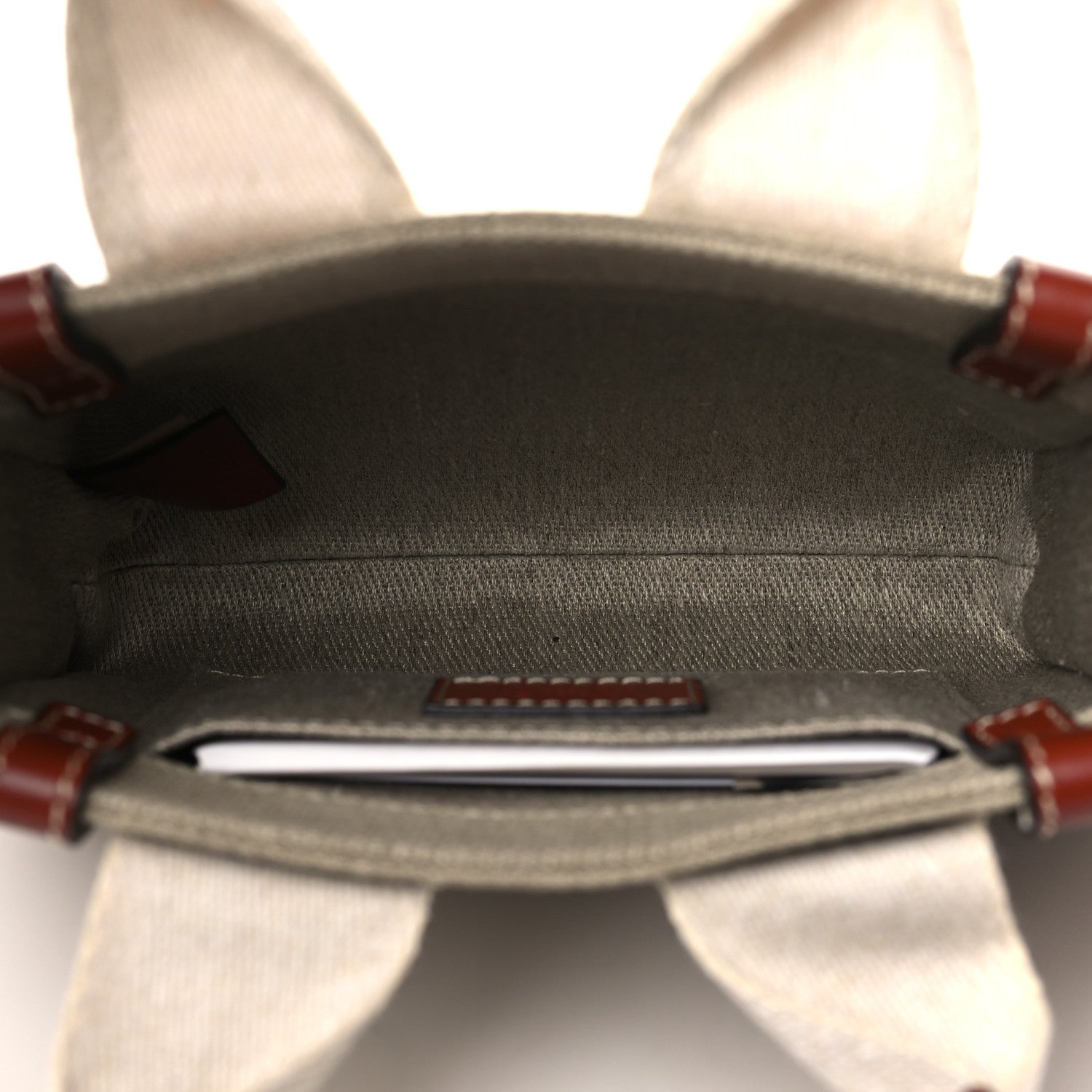 Chloe Cotton Calfskin Mini Woody Ribbon Tote White Brown 5 of 6