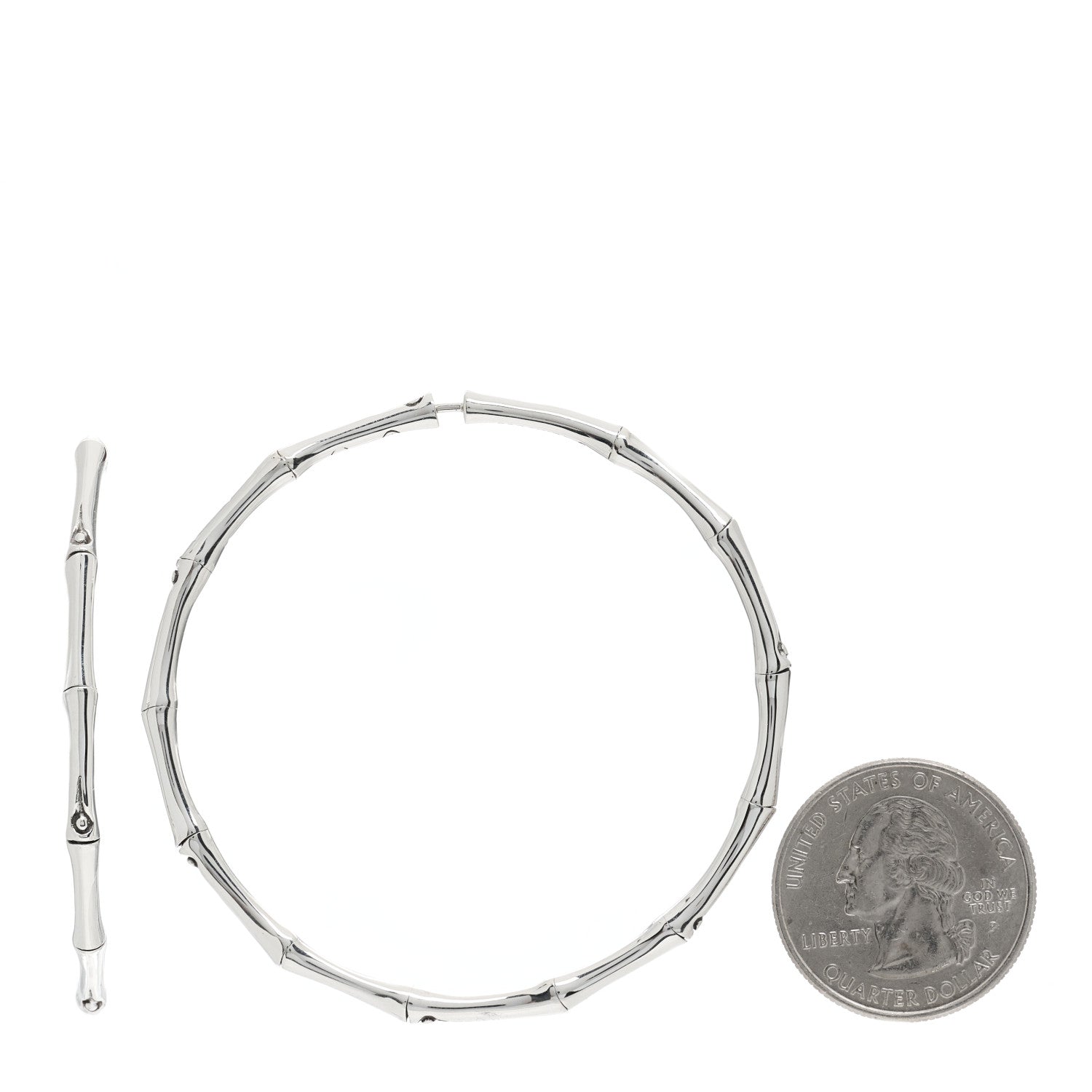 John Hardy Sterling Silver 57mm Bamboo Hoop Earrings 2 of 5