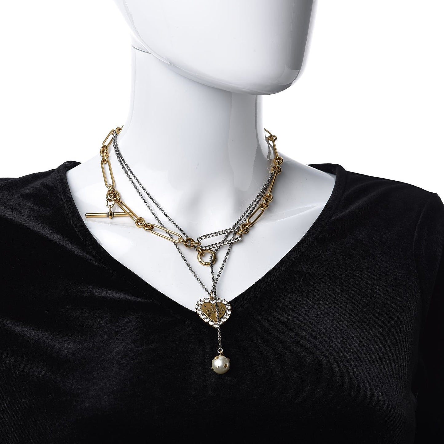 Metal Heart J'adior Multi Strand Necklace Aged Gold