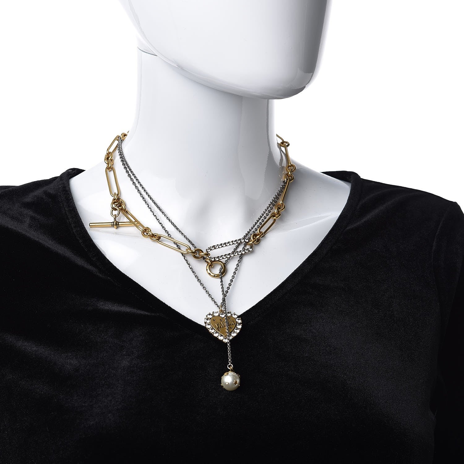 Christian Dior Metal Heart J'adior Multi Strand Necklace Aged Gold 2 of 7