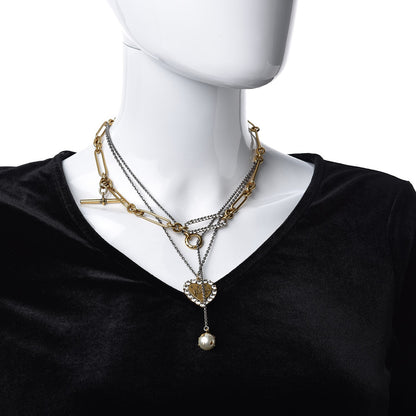 Christian Dior Metal Heart J'adior Multi Strand Necklace Aged Gold 2 of 7