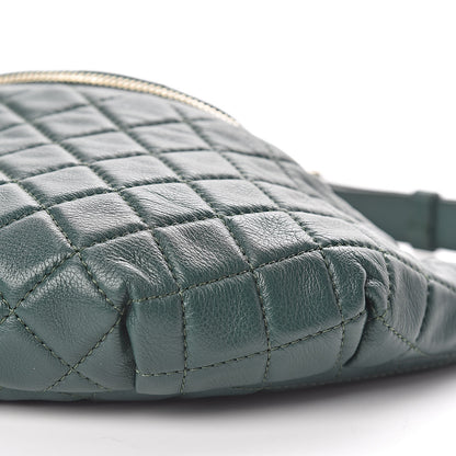 Chanel Calfskin Quilted Banane Waist Bag Fanny Pack Dark Green 9 of 10