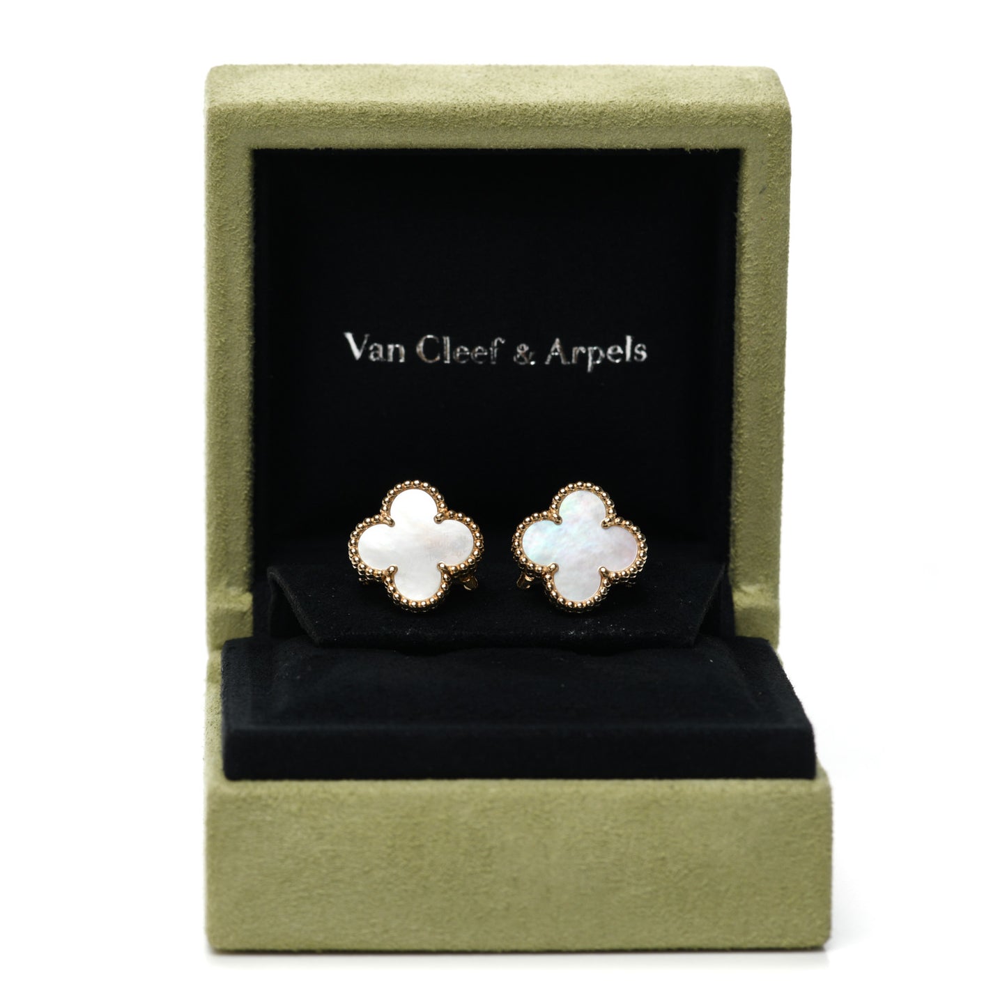 18K Yellow Gold Mother of Pearl Vintage Alhambra Earrings