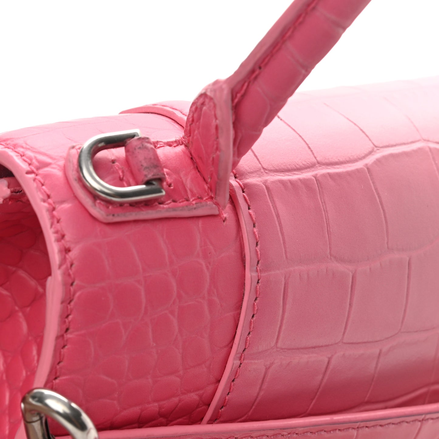 Calfskin Crocodile Embossed Degrade Small Hourglass Top Handle Bag Sweet Pink
