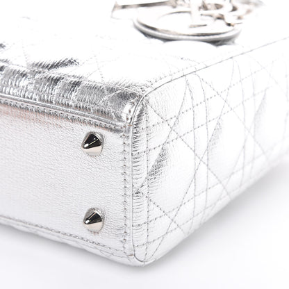 Christian Dior Metallic Grained Calfskin Cannage Small Lucky Badges My Lady Dior Silver 9 of 10