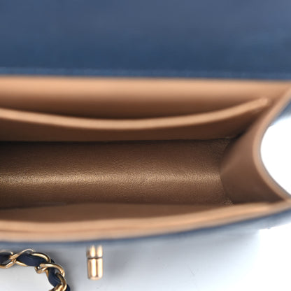 Chanel Iridescent Lambskin Quilted Chic Pearls Flap Navy Blue 5 of 9