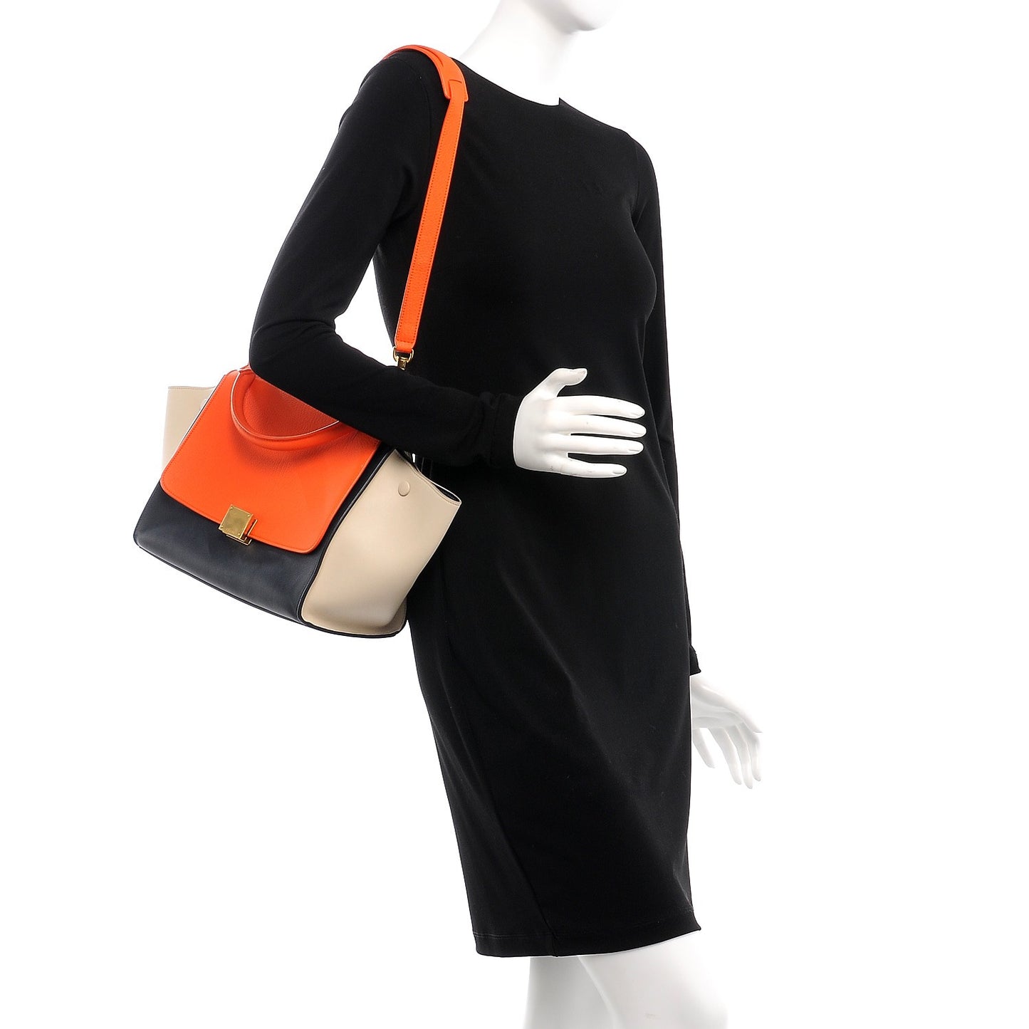 Bullhide Calfskin Small Tri-Color Trapeze Fluo Orange