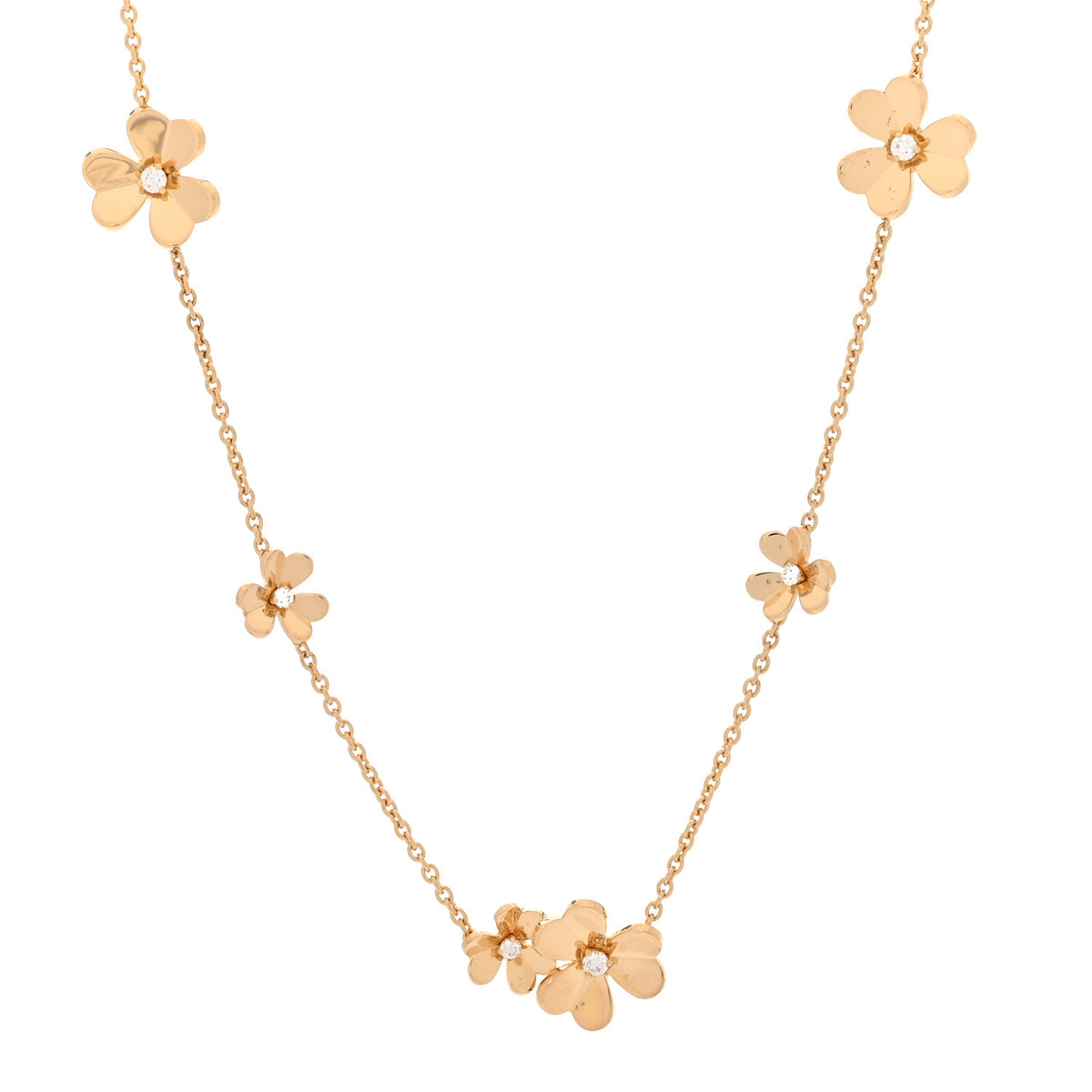 Van Cleef & Arpels 18K Yellow Gold Diamond Frivole 9 Flowers Necklace 1 of 6