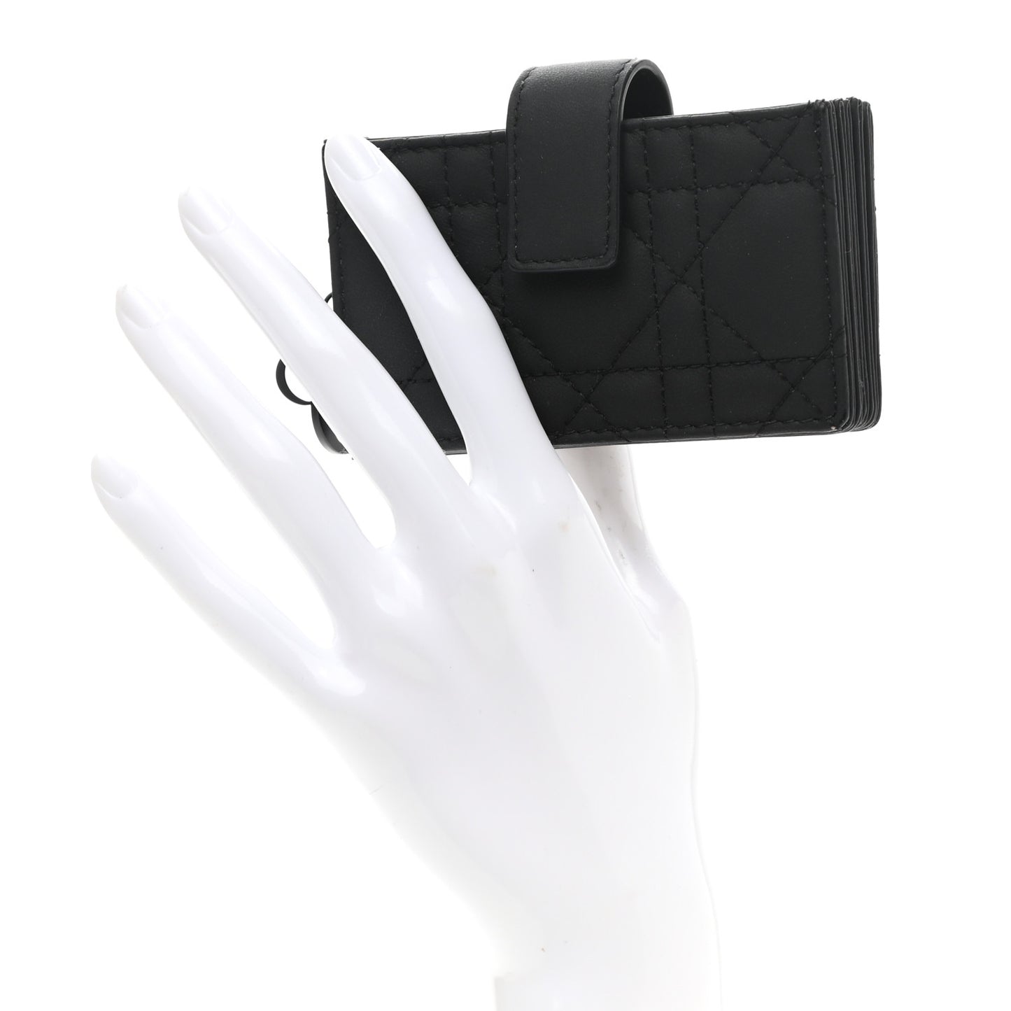 Ultra Matte Calfskin Cannage Lady Dior 5-Gusset Card Holder Black