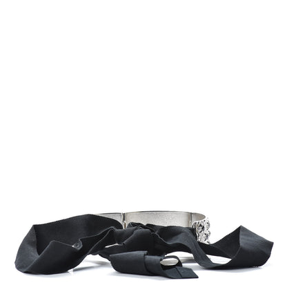 Chanel Crystal Grosgrain CC Choker Necklace Black Silver 4 of 10