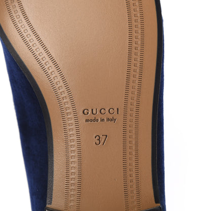 Gucci Velvet Horsebit Womens Jordaan Loafers 37 Blue Cobalt 8 of 9