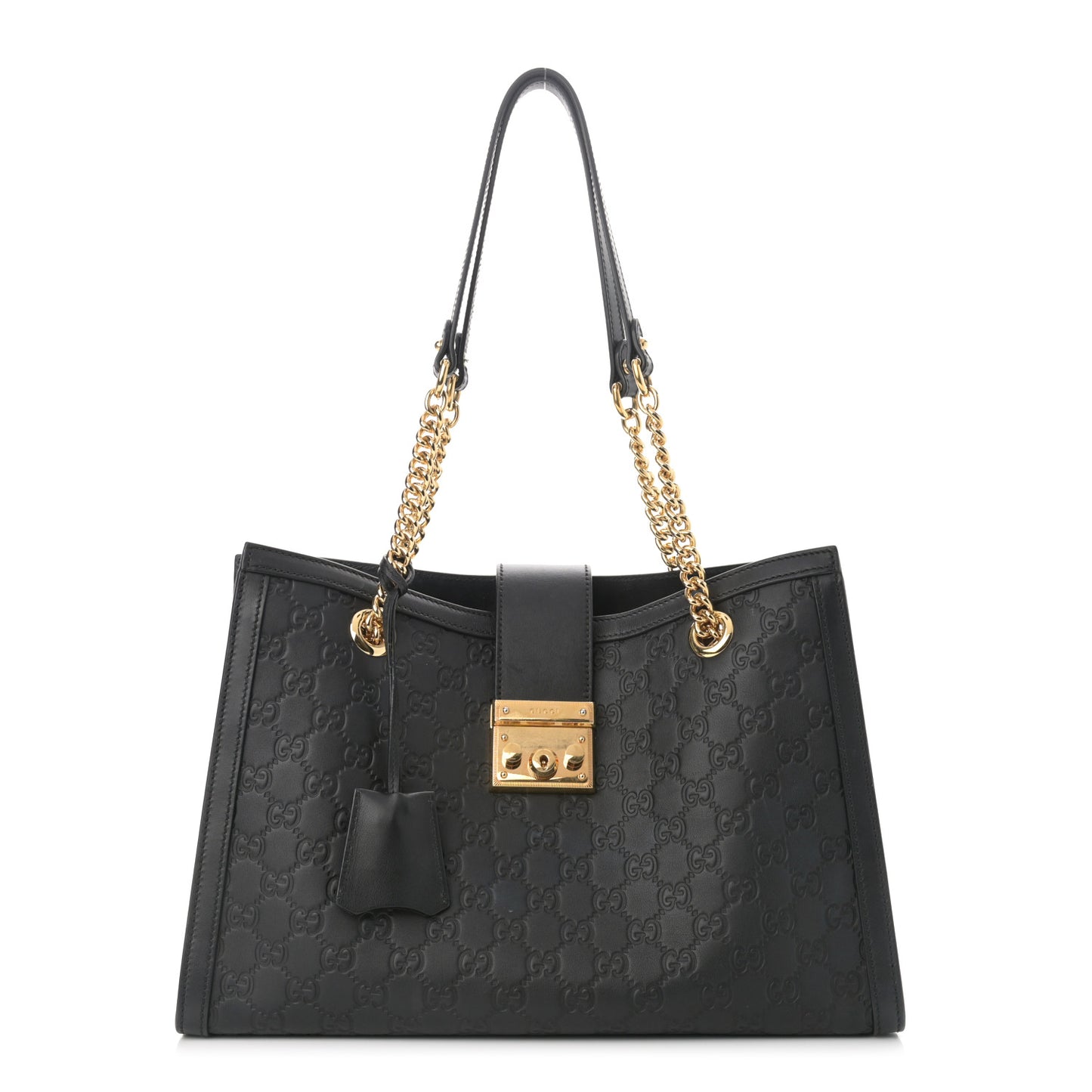 Guccissima Medium Padlock Tote Black