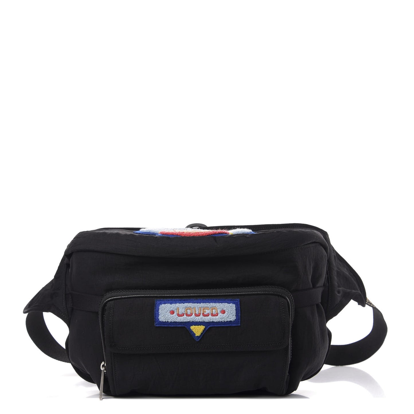 Nylon 80s Logo Patch Belt Bag Black