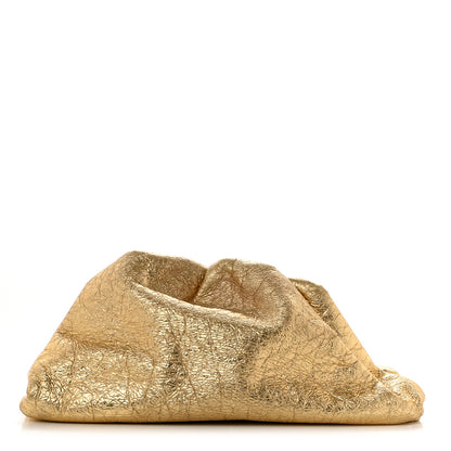 Bottega Veneta Metallic Crinkled Lambskin The Pouch Oversized Clutch Oro 1 of 13