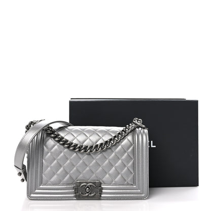 Chanel Metallic Caviar Quilted Medium Boy Flap Silver 11 of 11