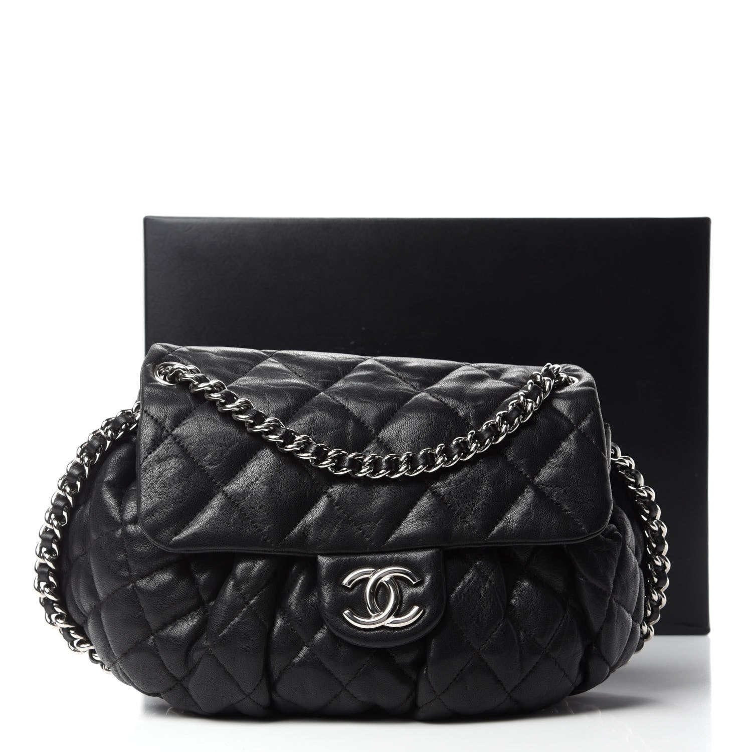 Chanel Washed Lambskin Quilted Mini Chain Around Flap Black 13 of 13