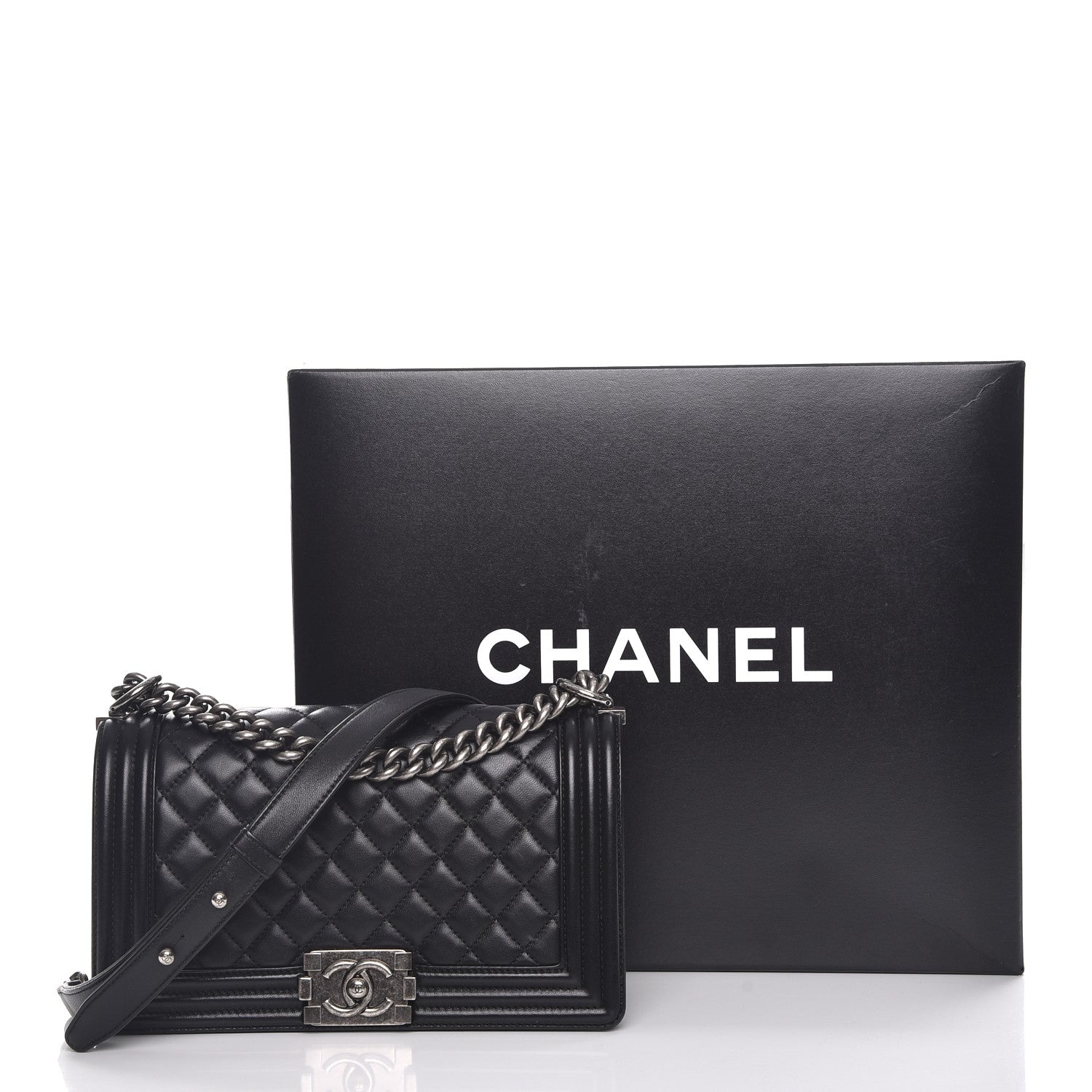 Chanel Lambskin Quilted Medium Boy Flap Black 8 of 8