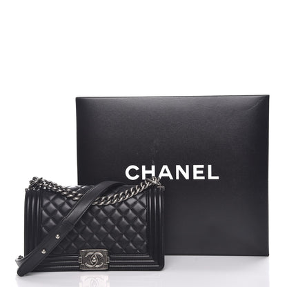 Chanel Lambskin Quilted Medium Boy Flap Black 8 of 8