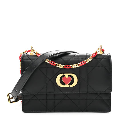 Christian Dior Lambskin Enamel Macrocannage Dioramour Mini Miss Caro Bag Black Red 1 of 9