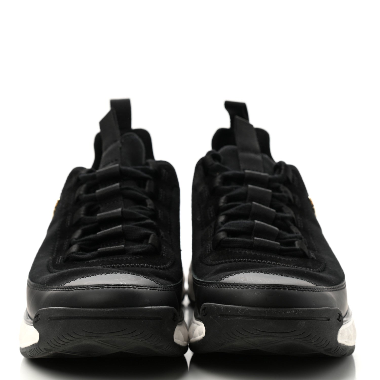 Chanel Velvet Calfskin Mixed Fibers CC Sneakers 38.5 Black 2 of 11