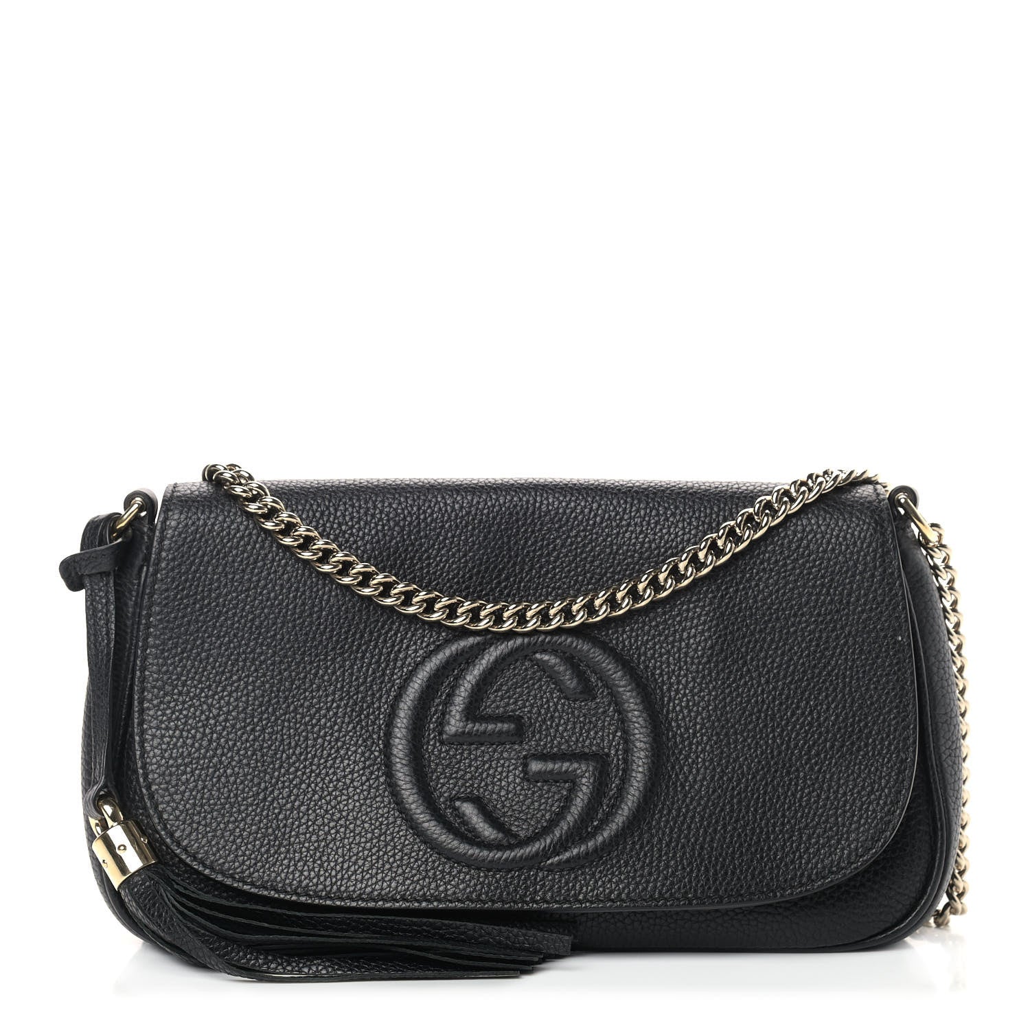 Gucci Pebbled Calfskin Medium Soho Flap Crossbody Black 1 of 14