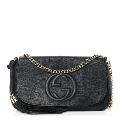 Gucci Pebbled Calfskin Medium Soho Flap Crossbody Black 1 of 14