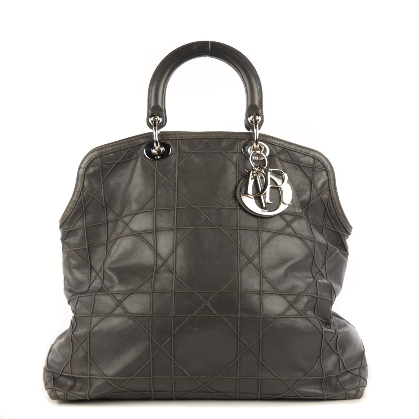Lambskin Cannage Medium Granville Tote Grey