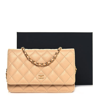 Chanel Caviar Quilted Wallet On Chain WOC Beige 16 of 16