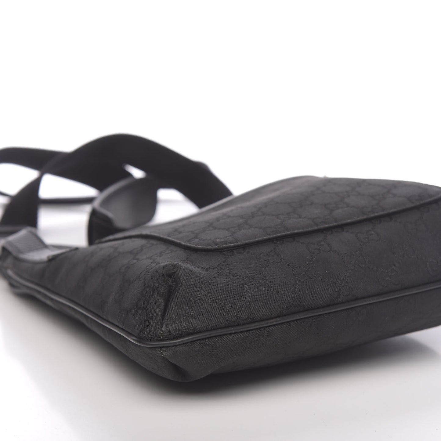 Nylon Monogram Flat Messenger Bag Black