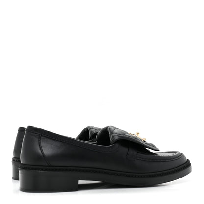 Chanel Lambskin Quilted CC Turnlock Loafers 37.5 Black 4 of 9