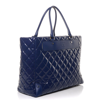 Chanel Calfskin Vinyl Quilted Viaggio Travel Bag Blue 3 of 7